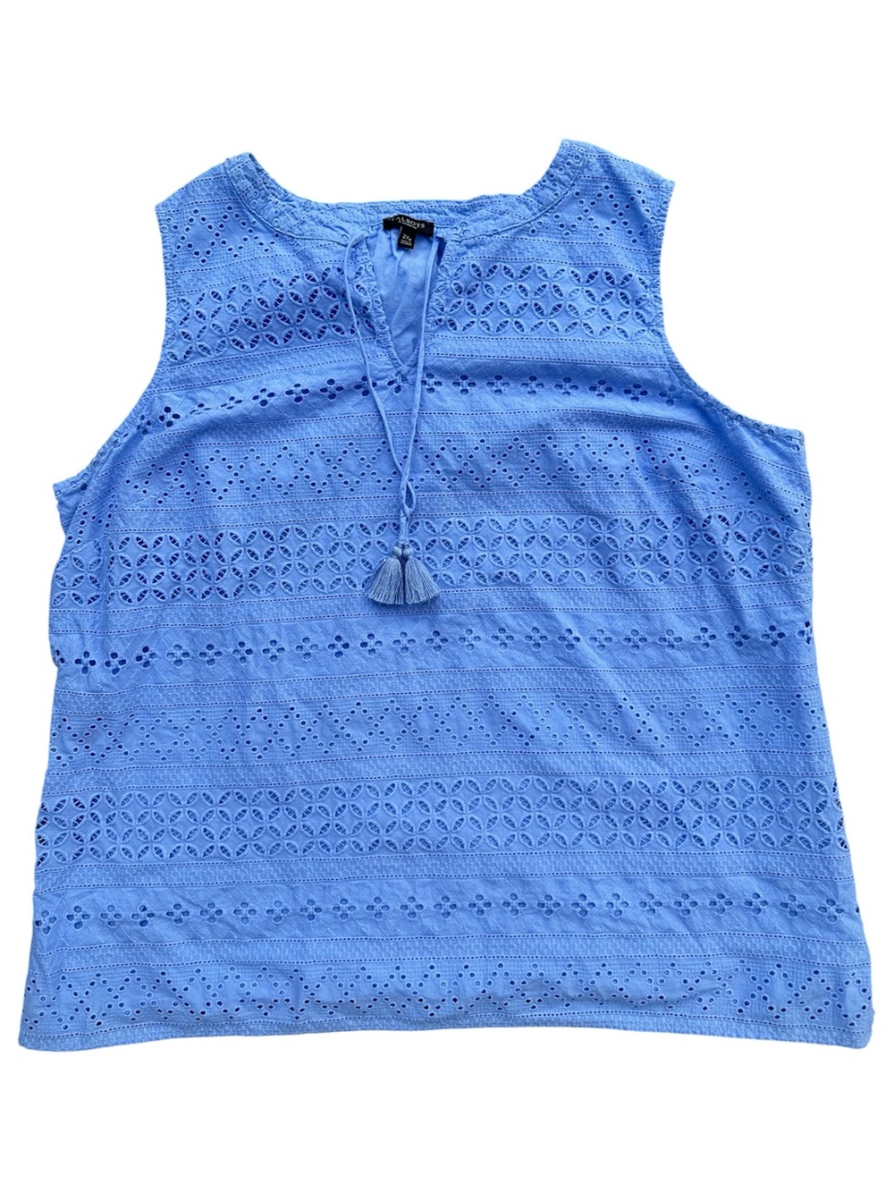 Talbots Sky Blue Eyelet Tassel Tank plus size 2XLp